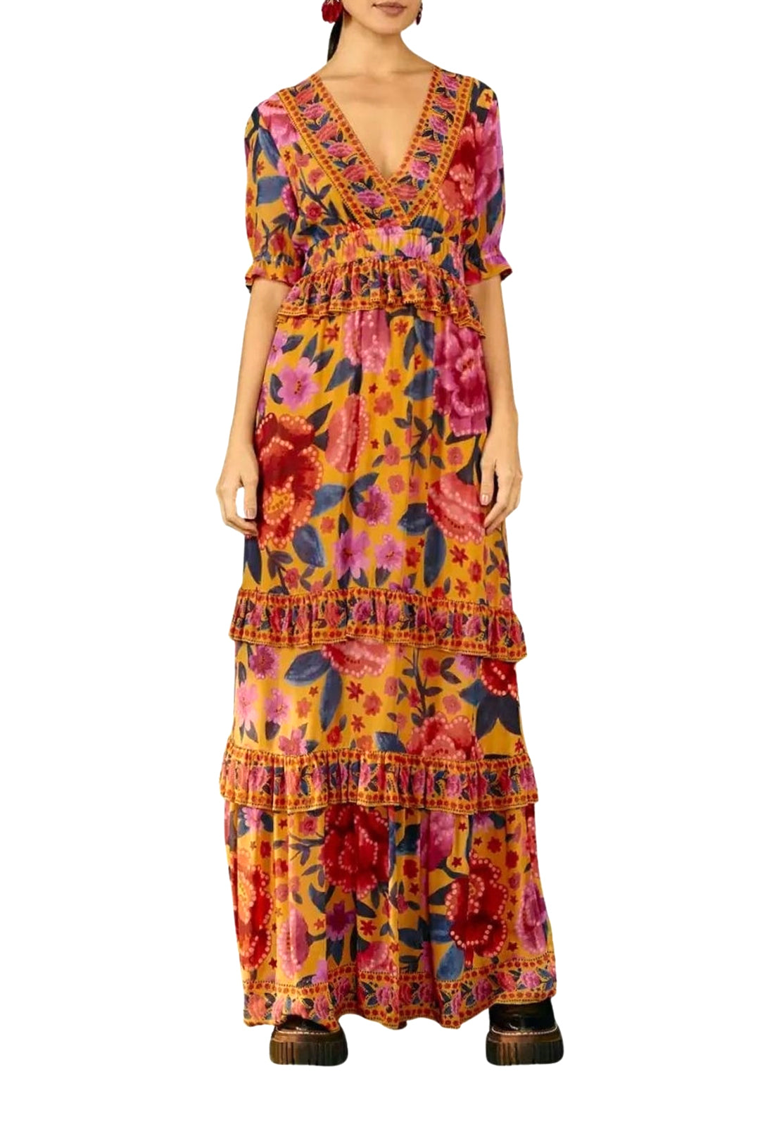 Robe longue Floral Dream - Jaune