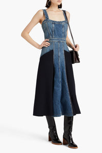 Robe bi matière sans manches - Ink Navy