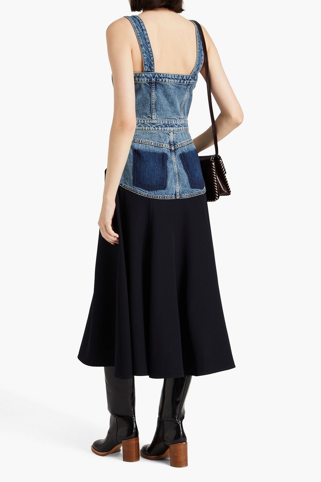 Robe bi matière sans manches - Ink Navy