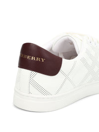 Sneakers en cuir à motif check perforé - Optic White & Depeclare
