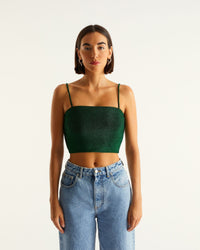 Crop top Amla à paillettes - Green