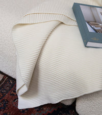 Plaid Baci en laine - Blanc crème