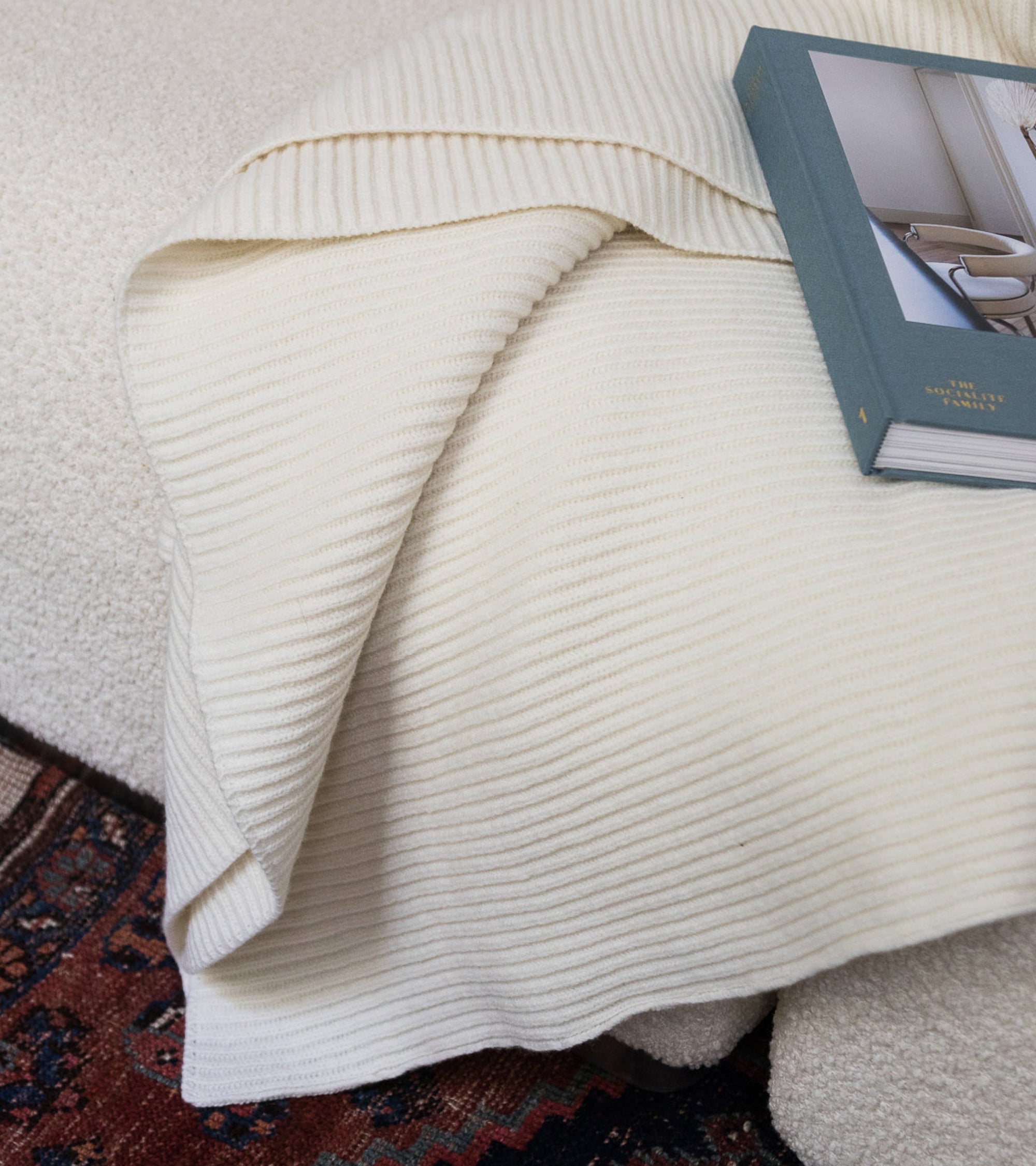 Plaid Baci en laine - Blanc crème