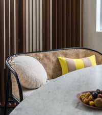 Banquette Cavallo en bois et cannage - Noir Et Blanc