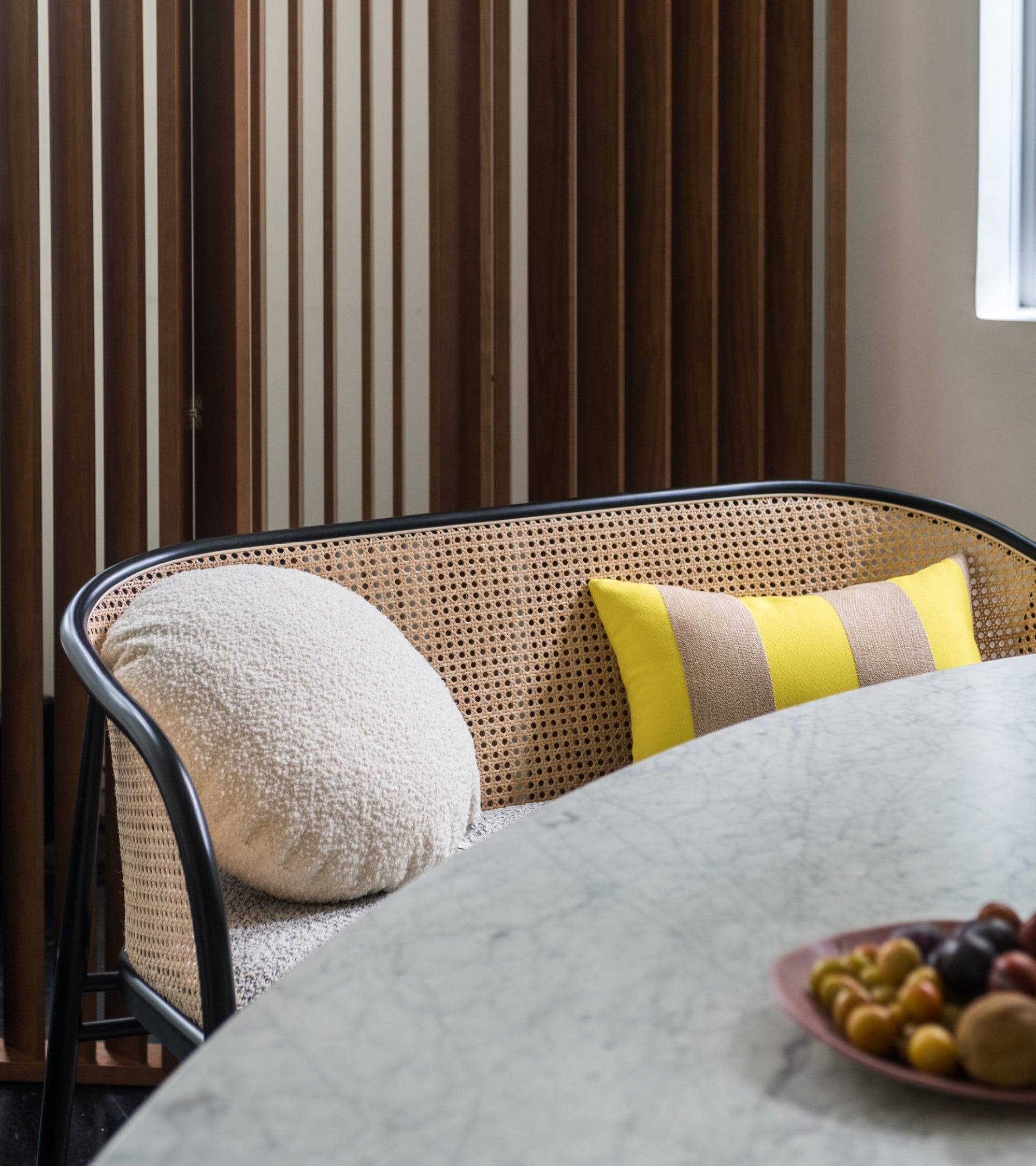 Banquette Cavallo en bois et cannage - Noir Et Blanc