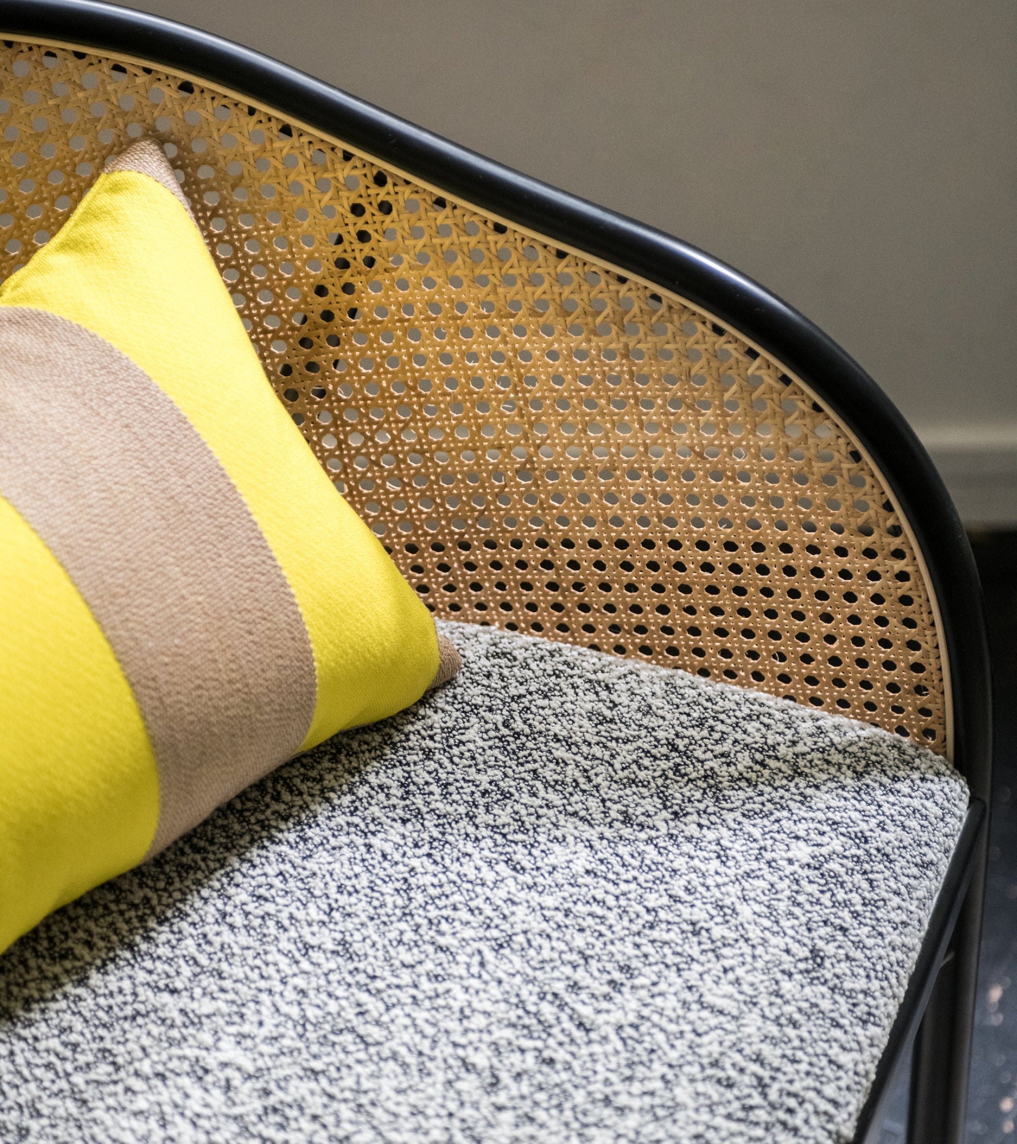 Banquette Cavallo en bois et cannage - Noir Et Blanc