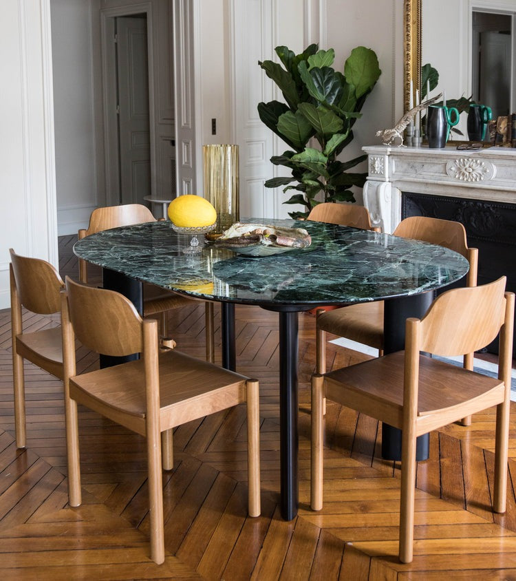 Table 6 pers Carlotta Alta en marbre - Marron et Noir