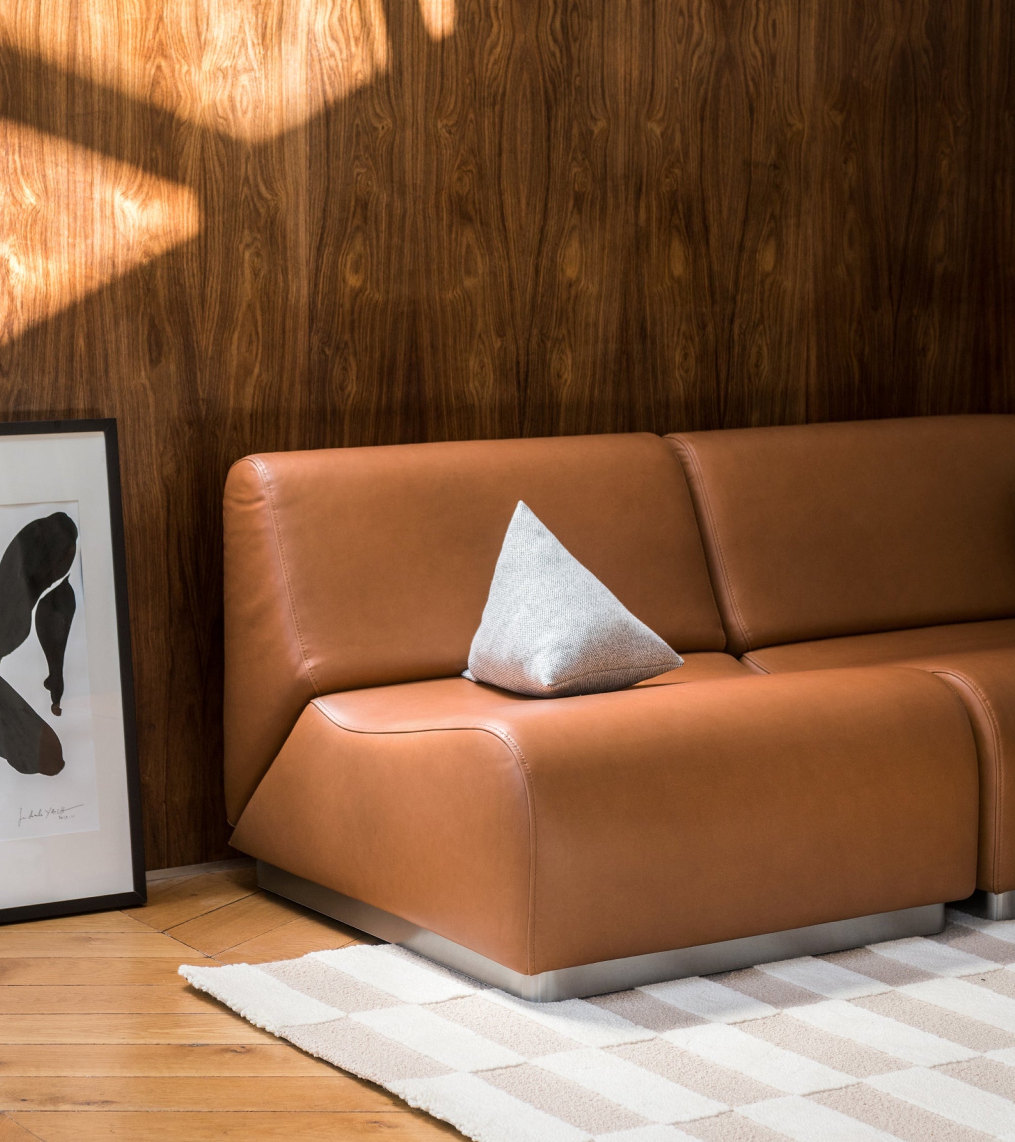 Chauffeuse modulable Rotondo en cuir - Camel