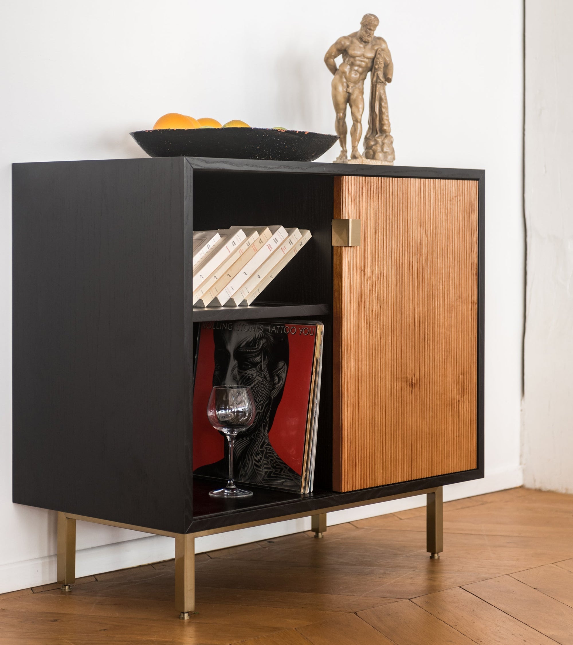 Buffet Sorella en bois - Iroko et Noir