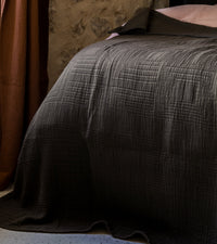 Plaid Concerto en gaze de coton - Gris charbon