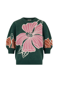 Pull à fleurs Honolulu en maille - Vert