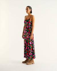 Robe longue Gisele en soie - Winter Roses