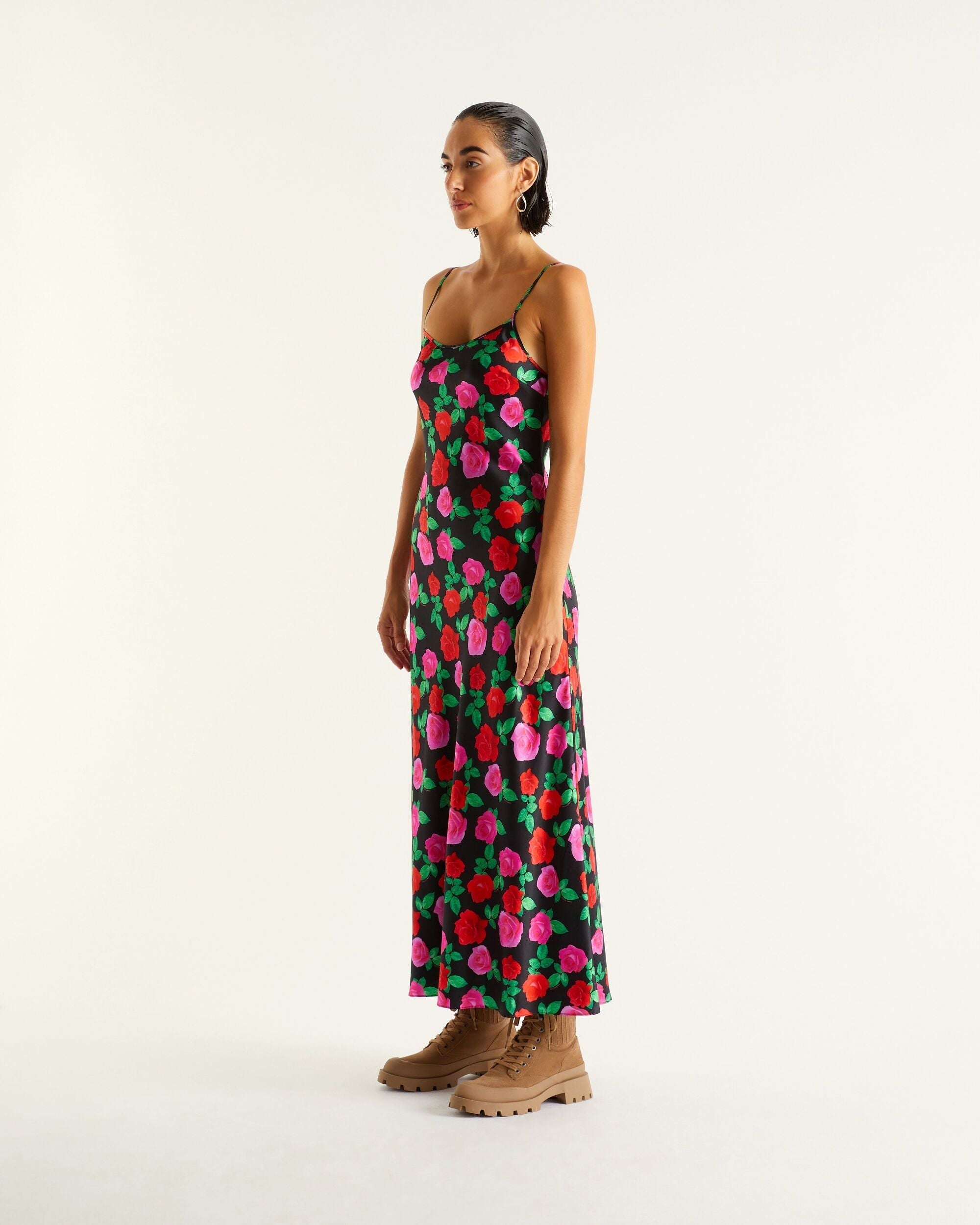 Robe longue Gisele en soie - Winter Roses