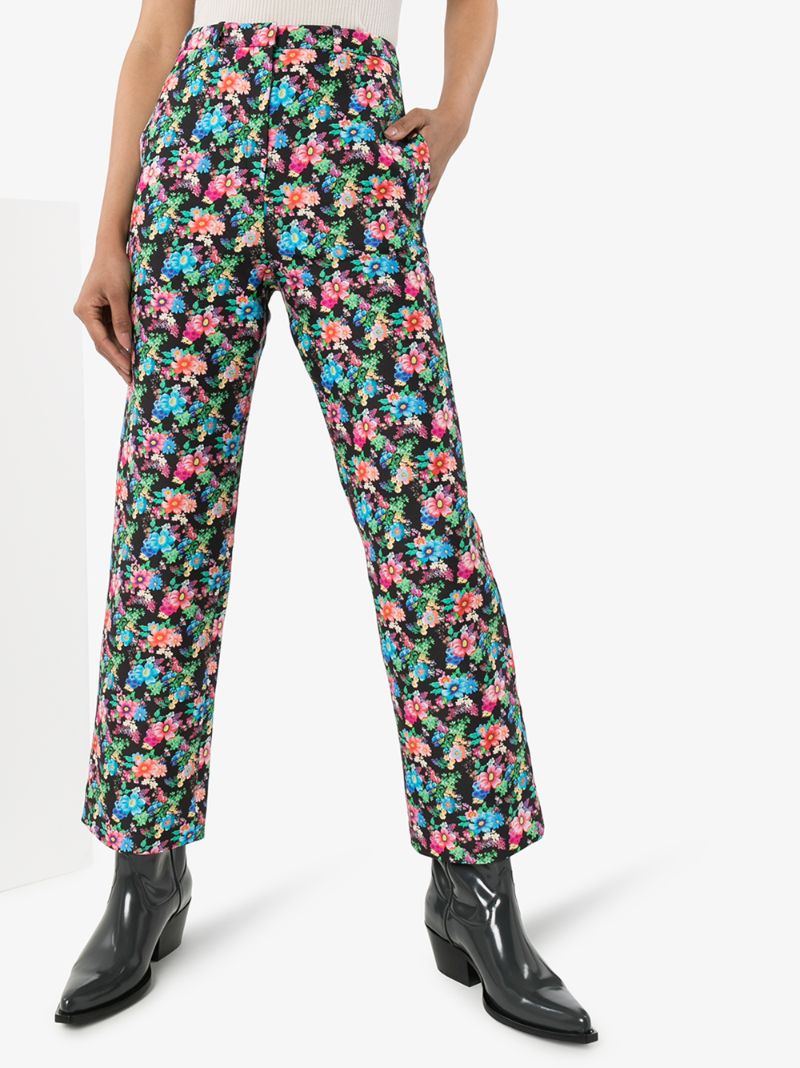 Pantalon ajusté à imprimé liberty - Black Mecanic Flower