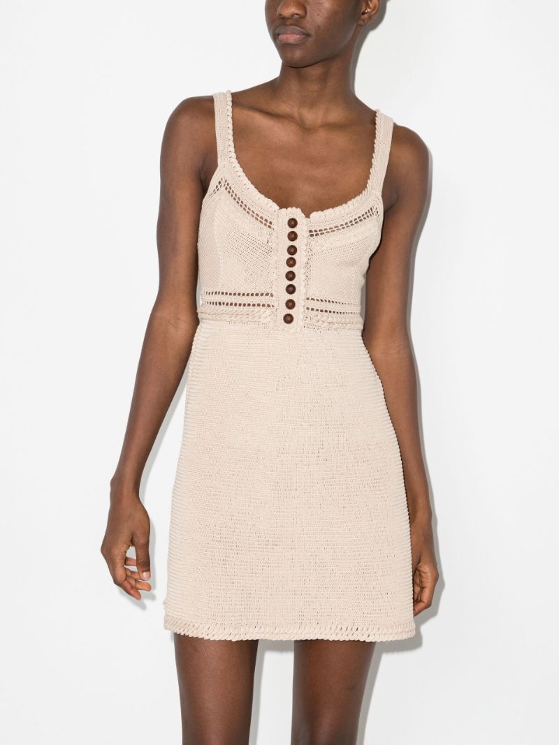 Robe courte boutonnée en crochet - Ivory