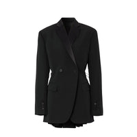 Veste de smoking en laine et taffetas avec découpe au dos - Black