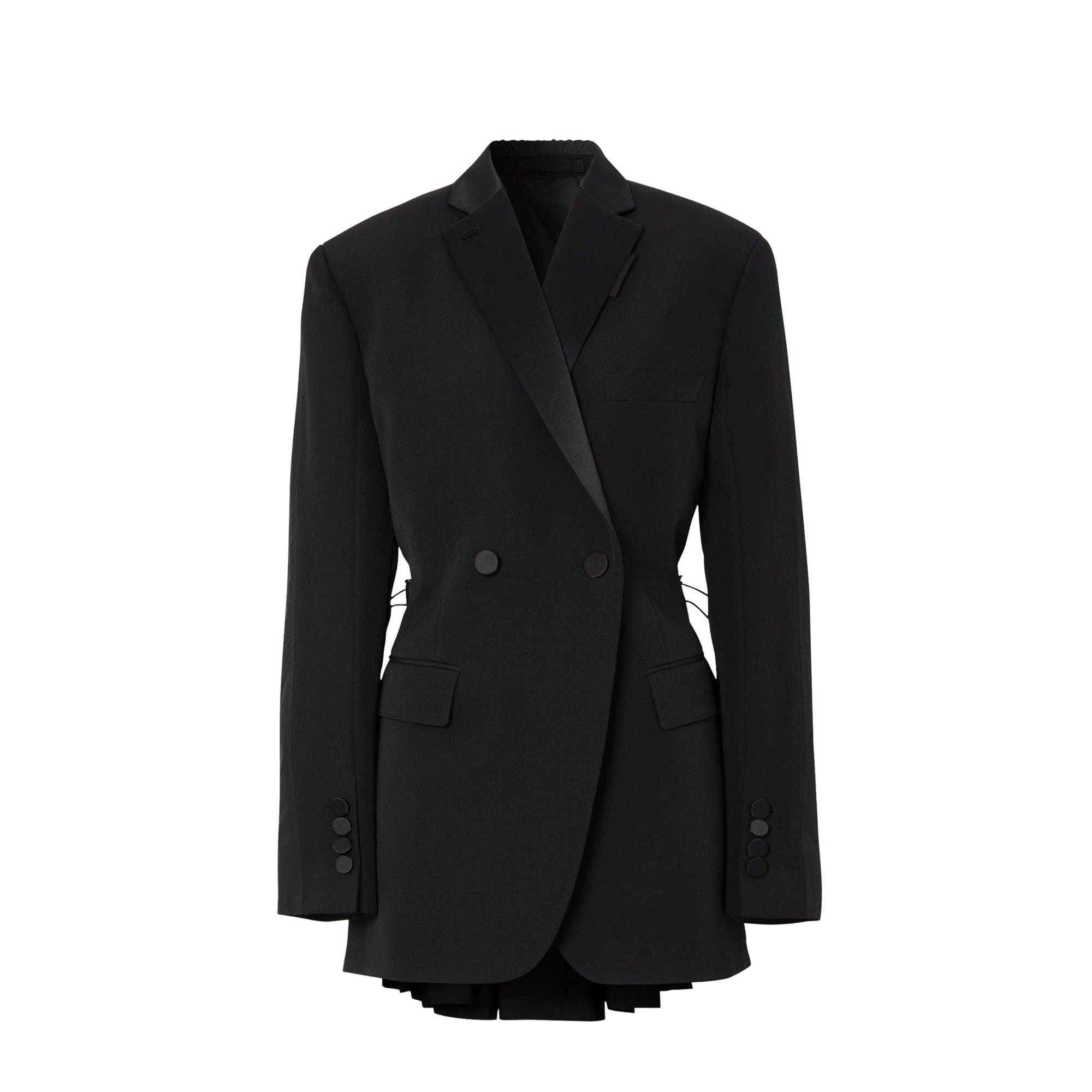 Veste de smoking en laine et taffetas avec découpe au dos - Black