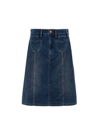 Jupe évasée denim à poches - Dusky Blue