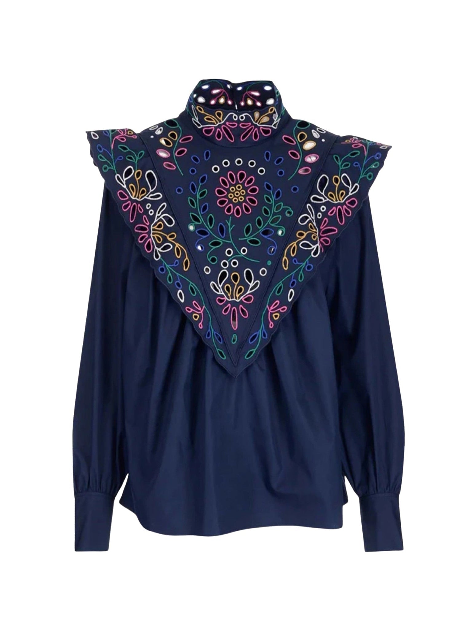 Blouse à col montant - Multicolor Blue