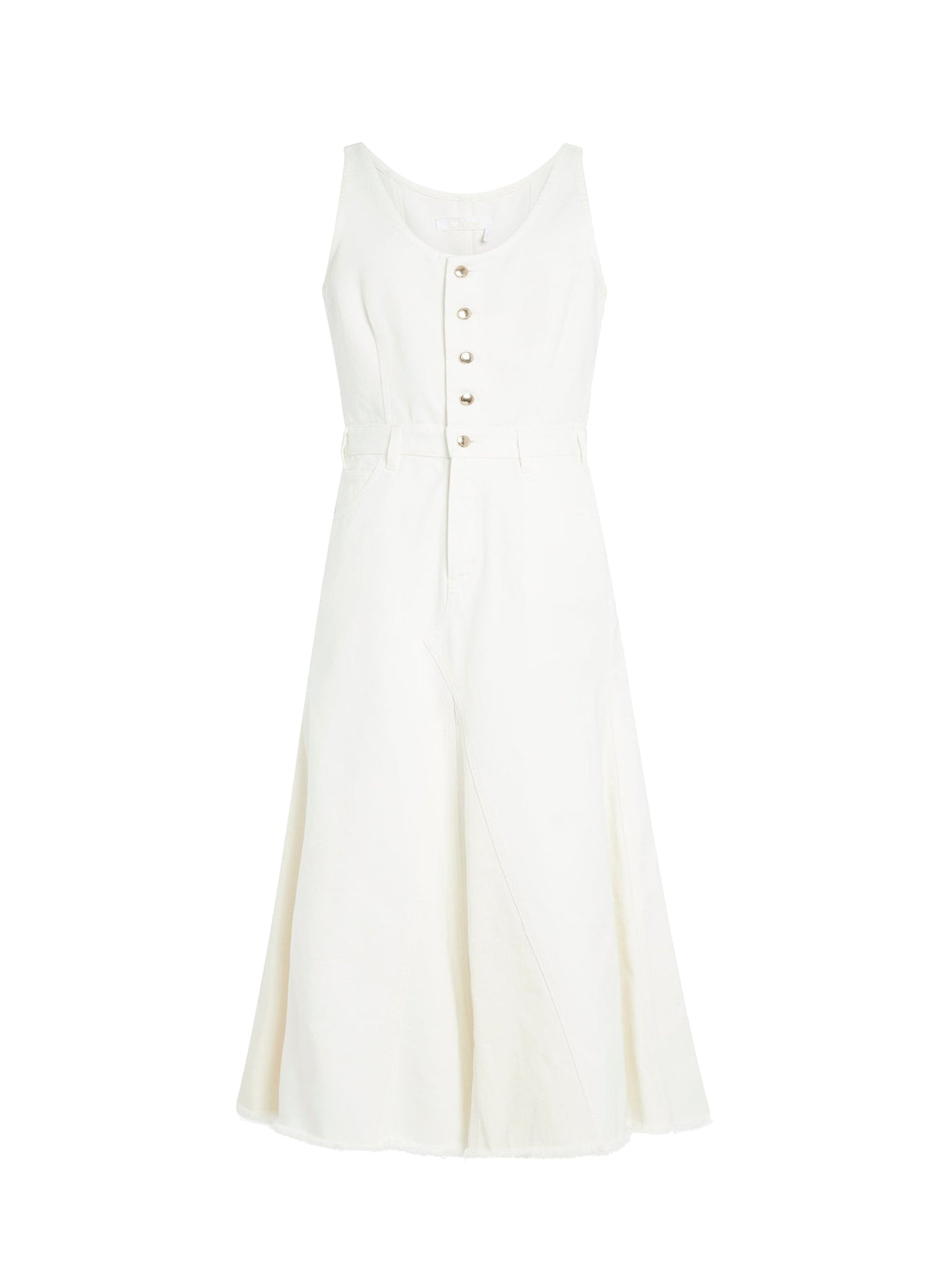 Robe midi évasée - White & Beige
