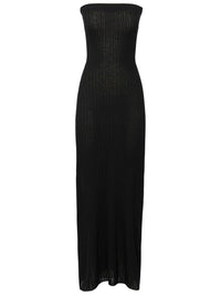 Robe bustier côtelée en soie - Black