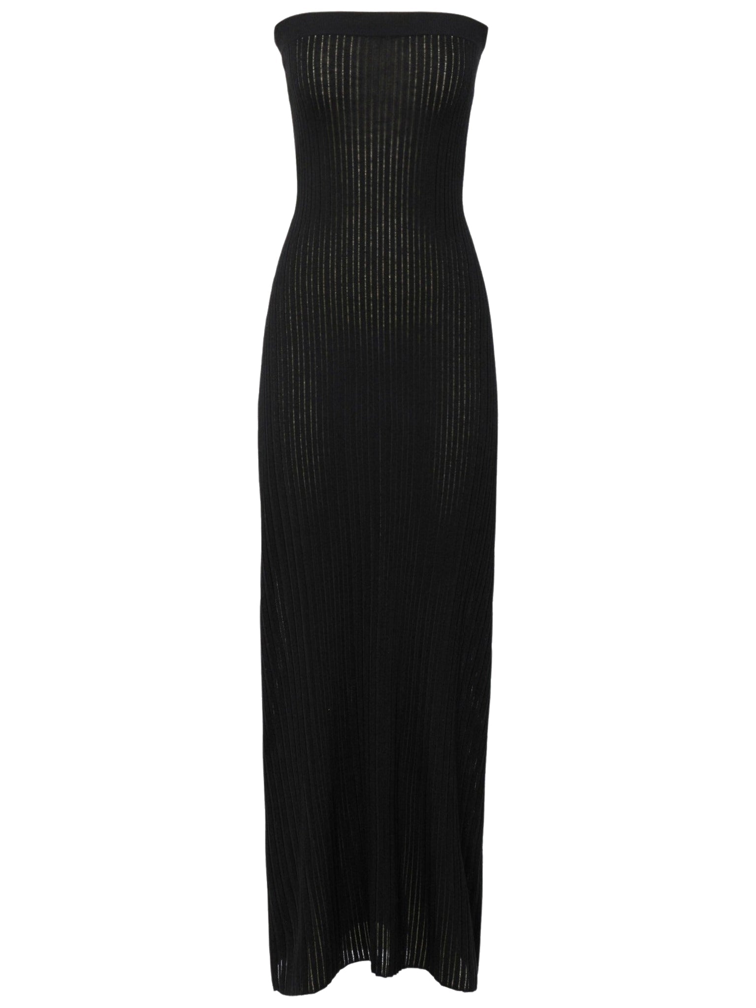 Robe bustier côtelée en soie - Black
