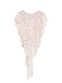 Blouse romantique Flower en soie - Beige & Red
