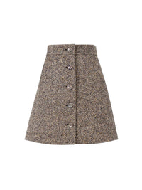 Mini jupe tweed trapèze en laine vierge - Mainly Brown