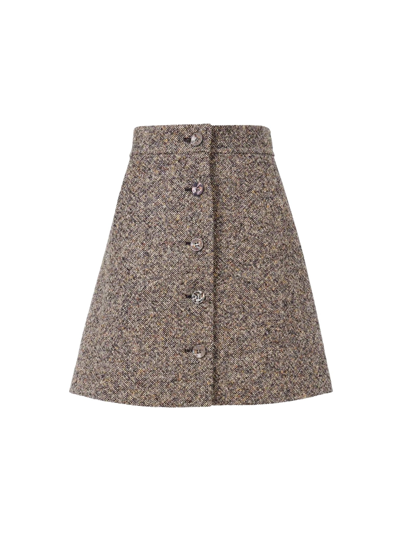Mini jupe tweed trapèze en laine vierge - Mainly Brown