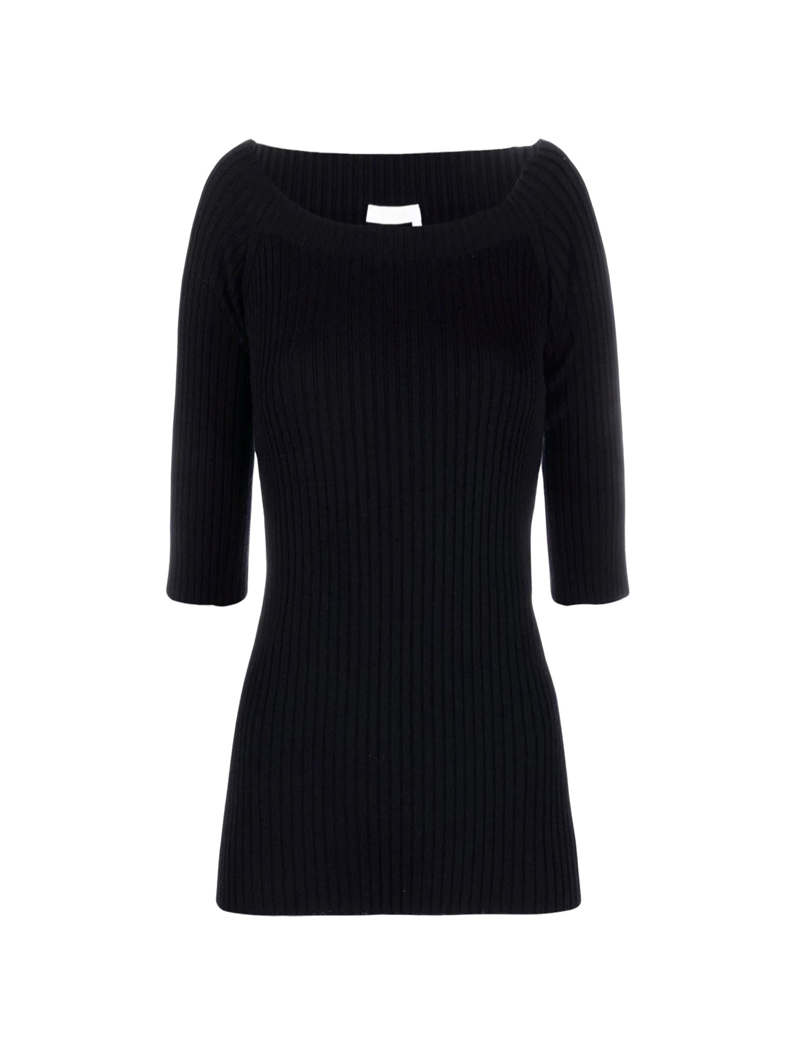 Top en tricot côtelé de cachemire mérinos - Black