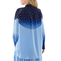 Chemisier en soie à imprimé constellation - Soft Cornflower Blue