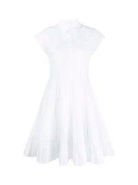 Robe parapluie en popeline surpiquée - White