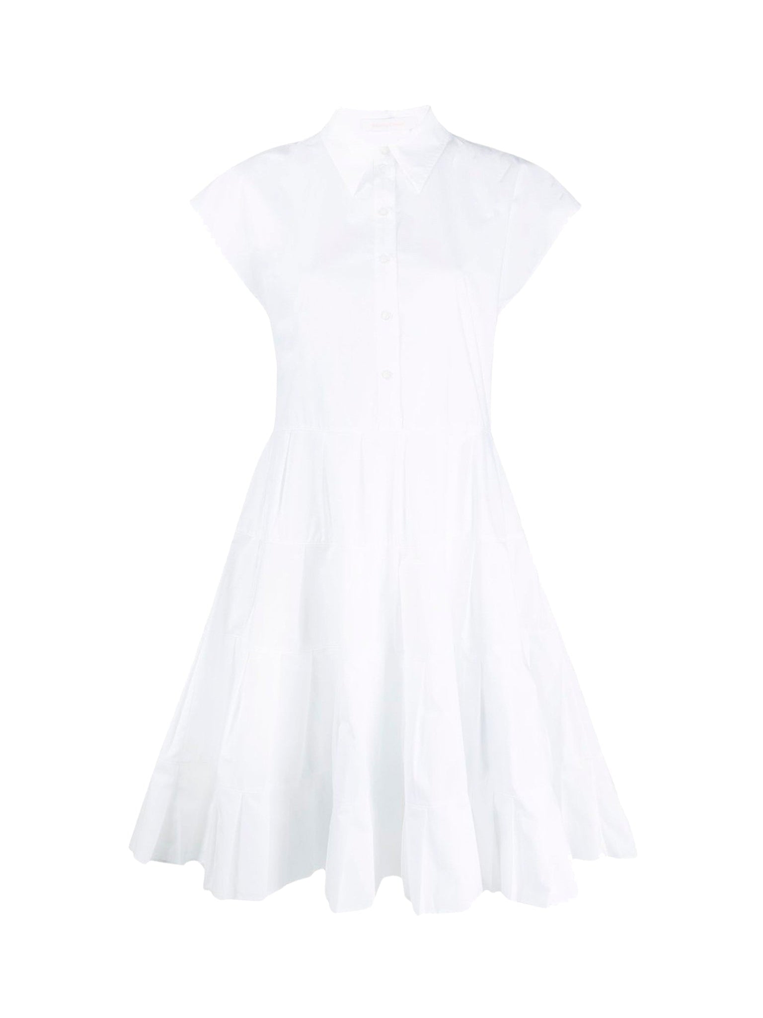 Robe parapluie en popeline surpiquée - White