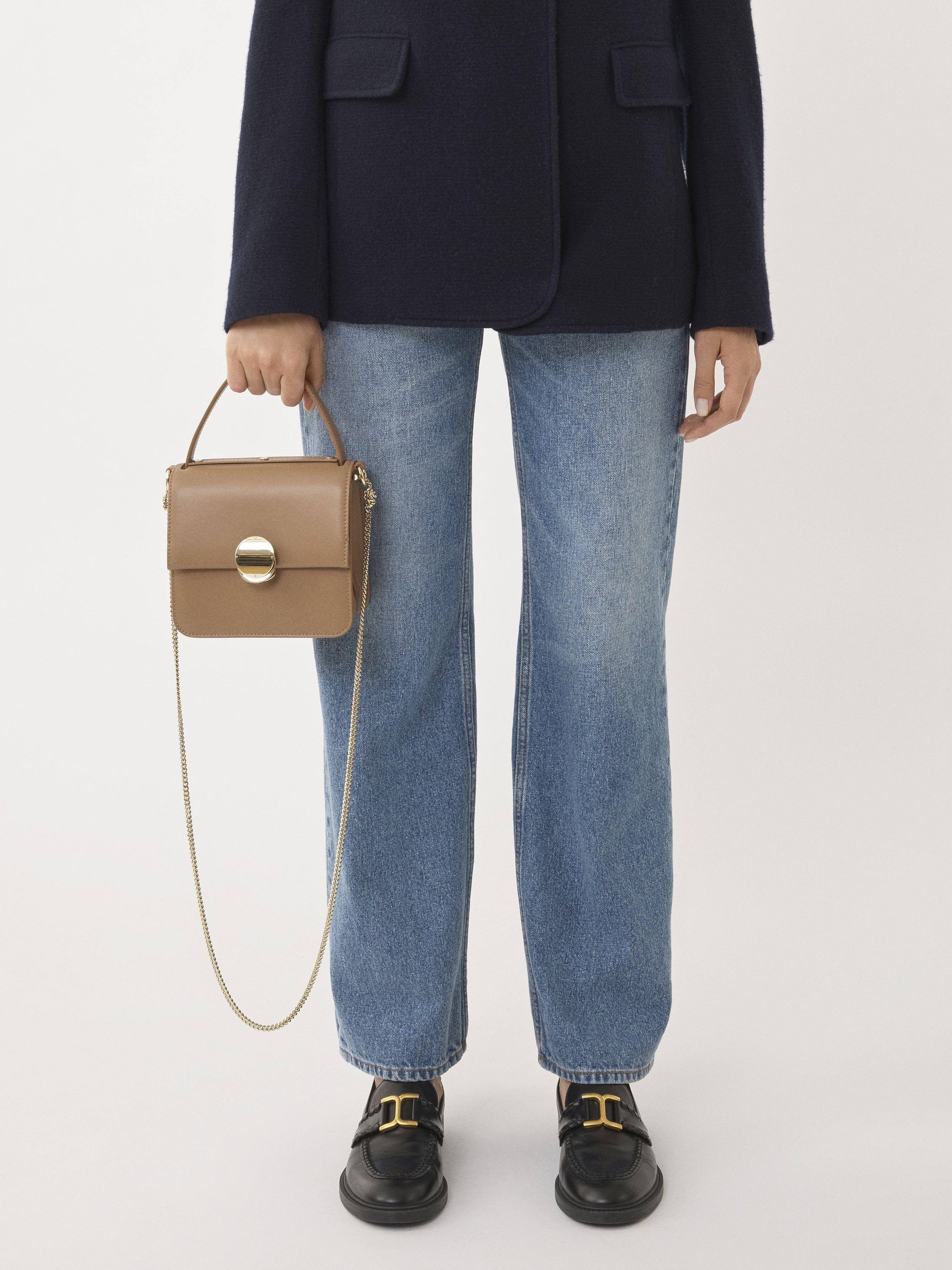 Petit sac à main Penelope en cuir - Beige Désert