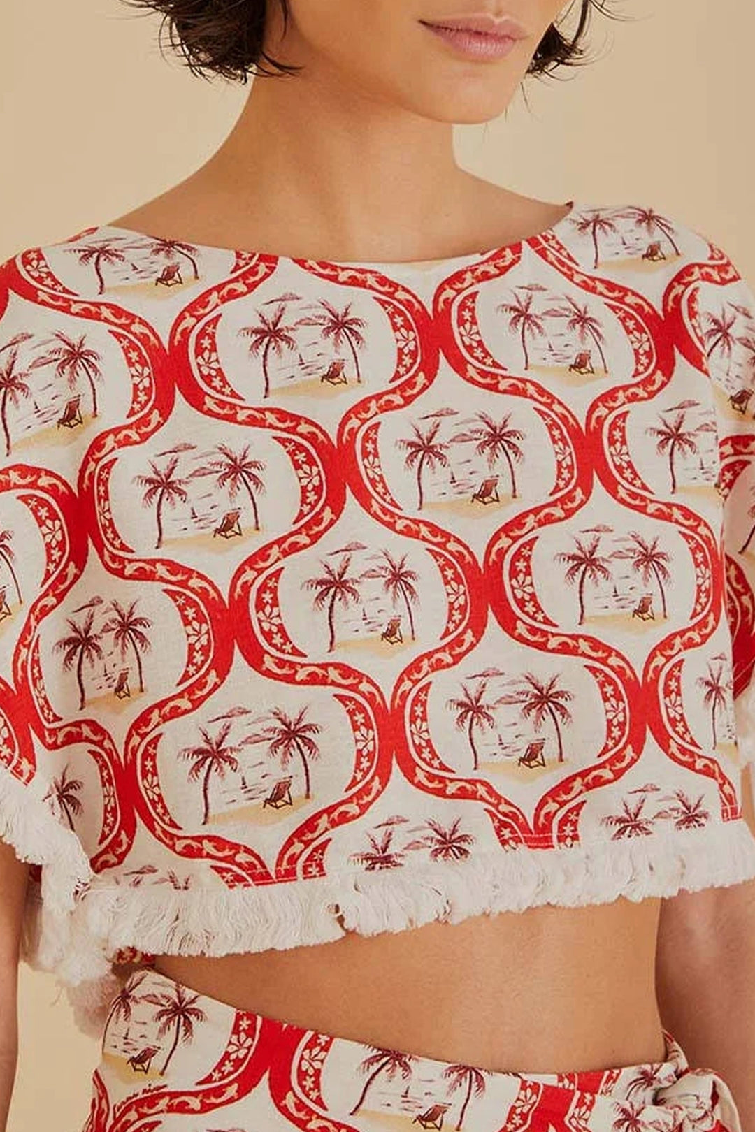 Blouse Summer Beach en lin - Rouge