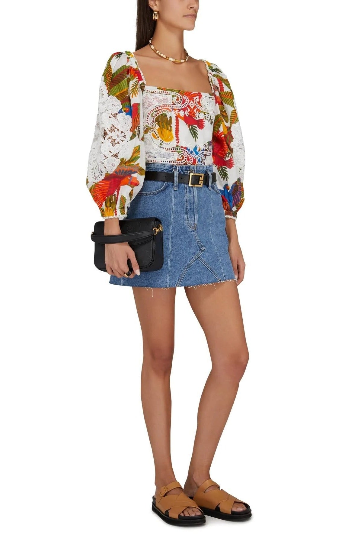 Blouse Forest Birds en coton - Blanc
