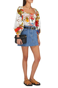 Blouse Forest Birds en coton - Blanc