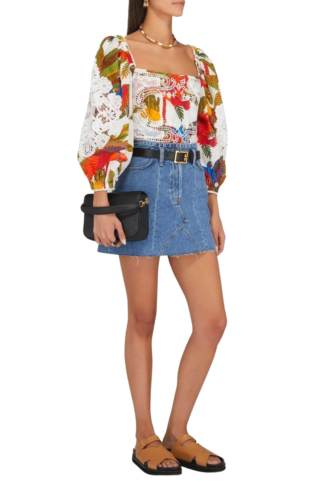 Blouse Forest Birds en coton - Blanc
