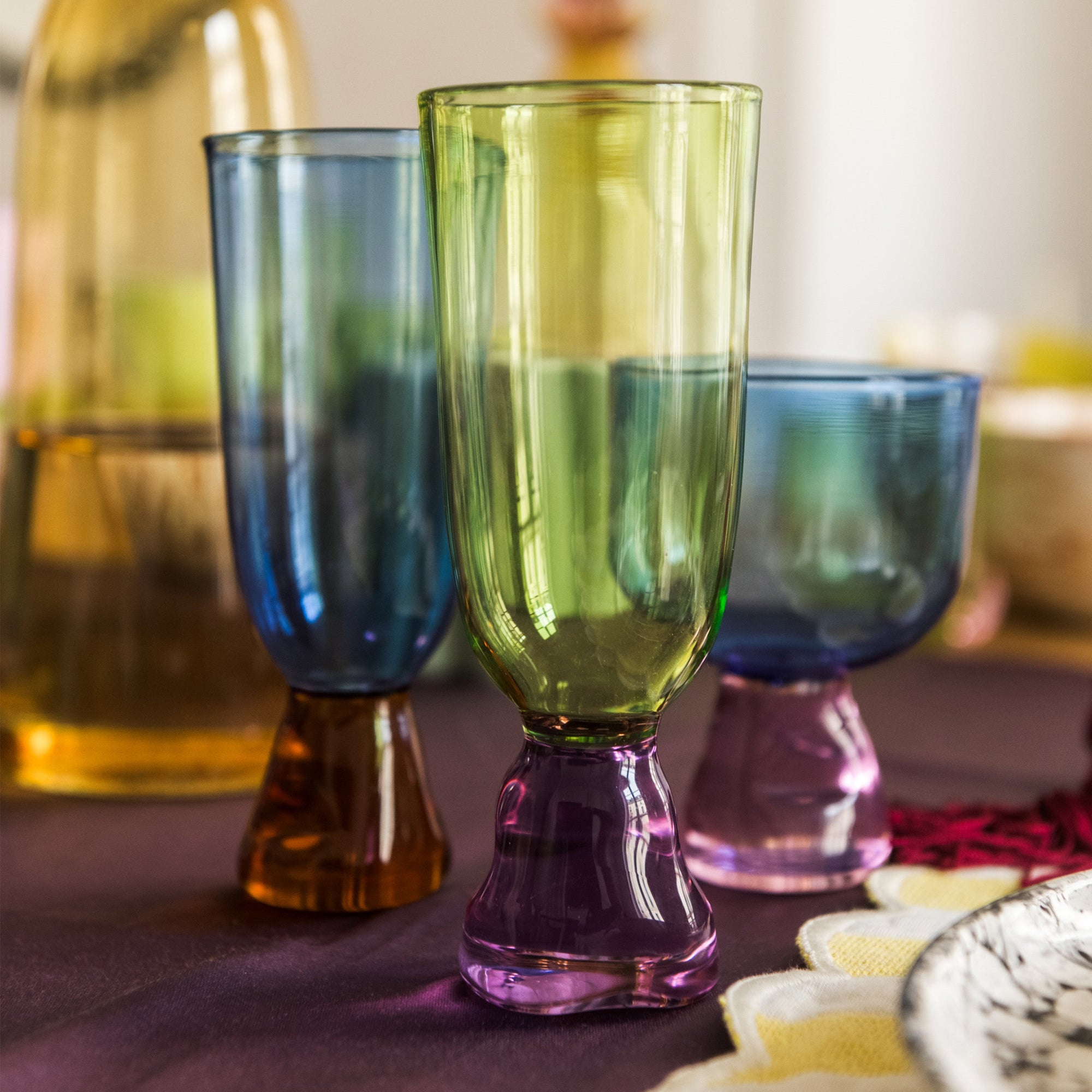 Opaline Rose Bleu Verres - Opaline Rose Bleu
