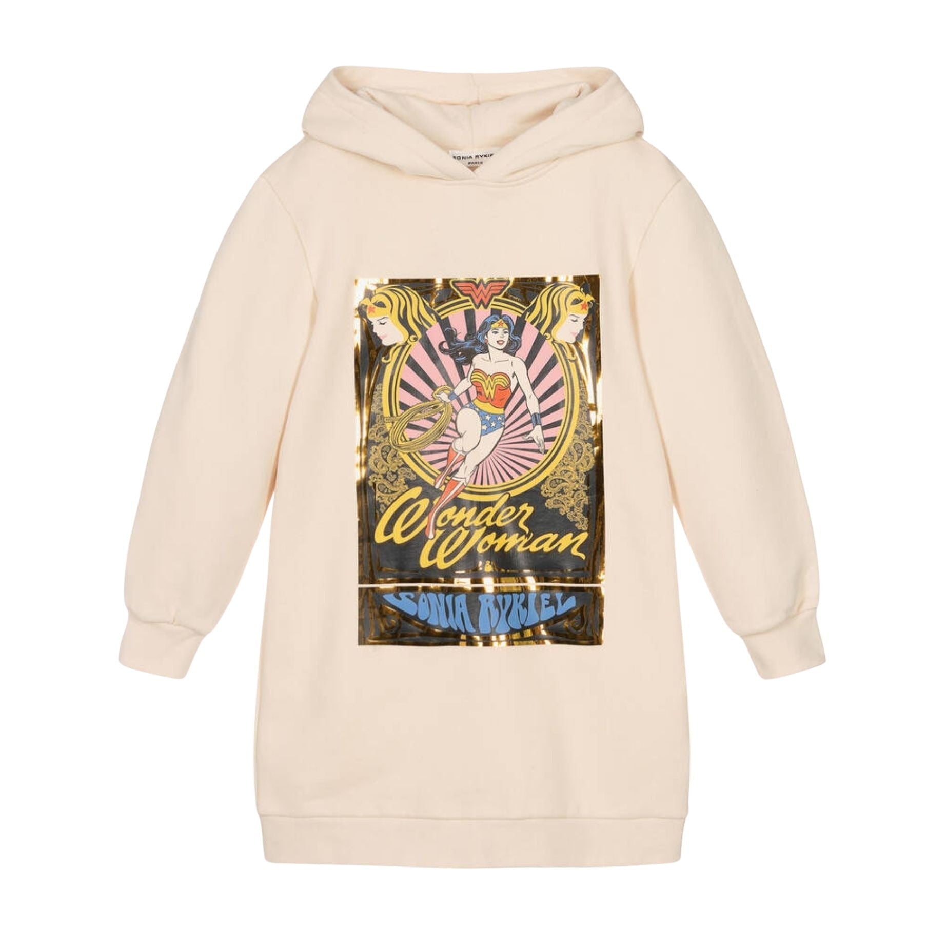 Robe sweat imprimée wonder woman oversize - Écru