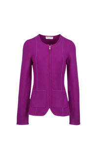 Veste milano coupe ceintrée à zip en laine - Fuchsia