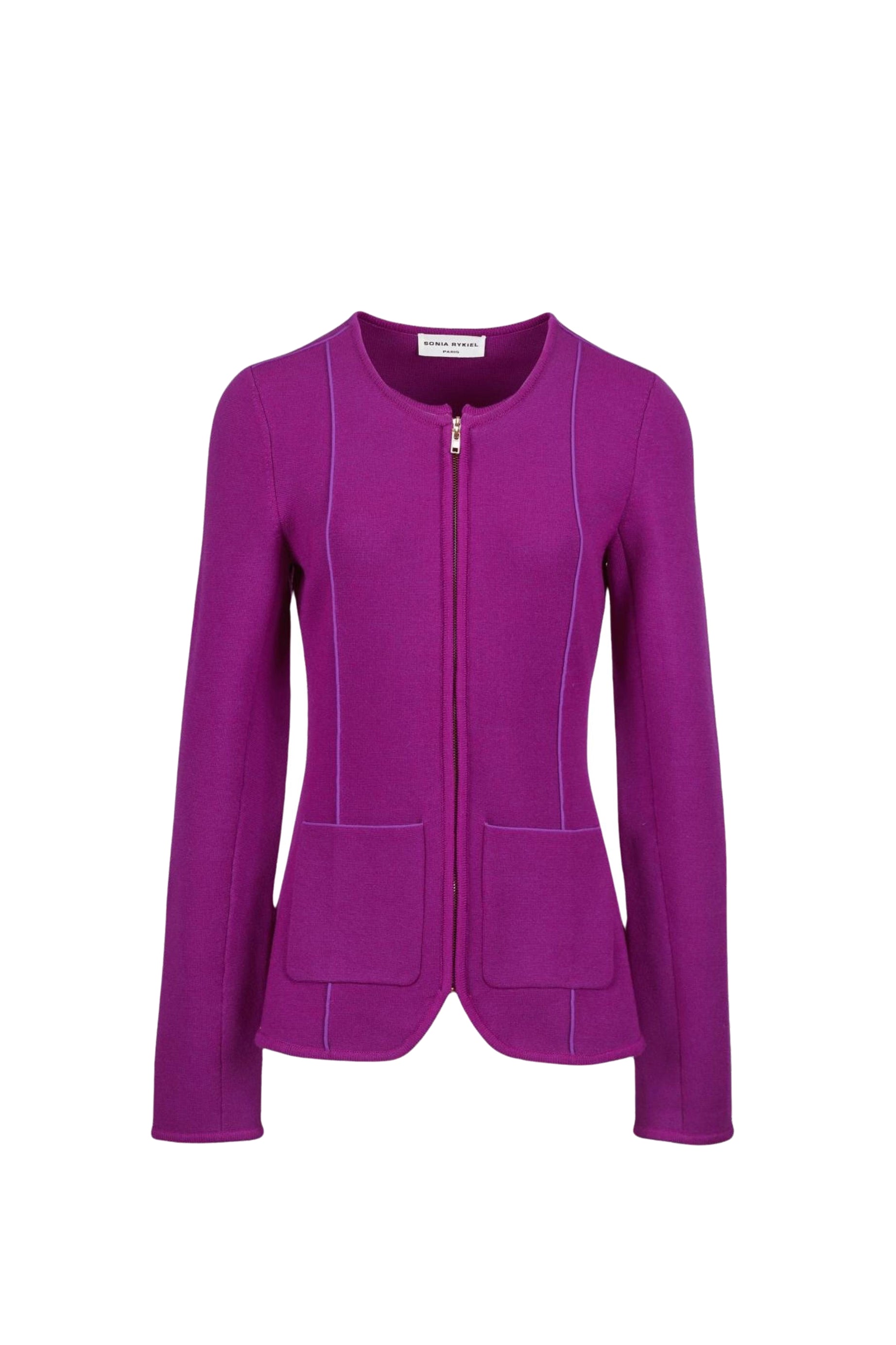 Veste milano coupe ceintrée à zip en laine - Fuchsia
