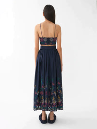 Jupe plissée Flower perforée - Multicolor Blue