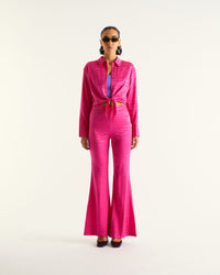Chemise Emma en soie - Pink Jacquard