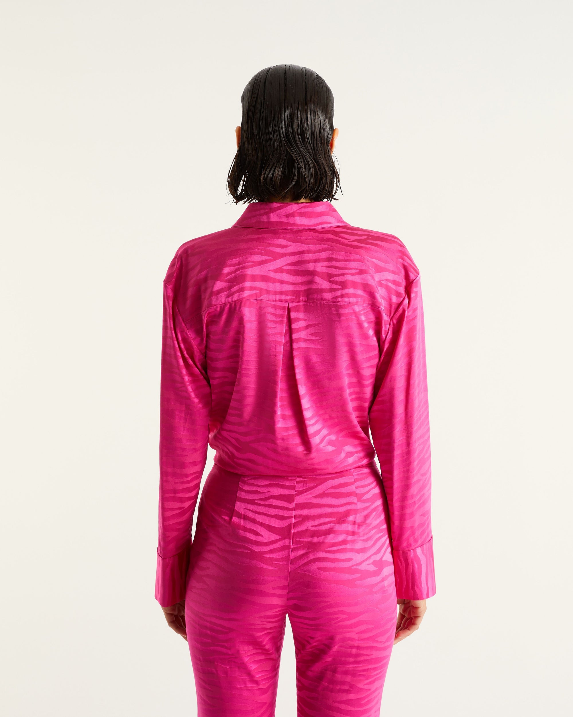 Chemise Emma en soie - Pink Jacquard