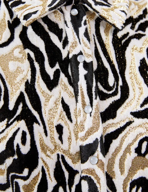 Robe longue à motif géométrique - Gold Black White Paco