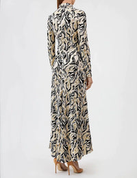 Robe longue à motif géométrique - Gold Black White Paco