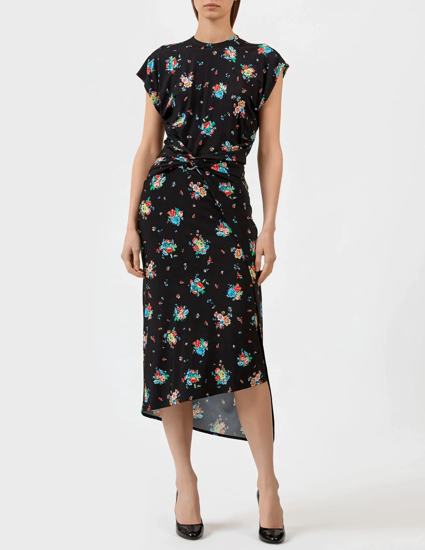 Robe longue ceinturée à imprimé - Black 90 S Grungy Romant