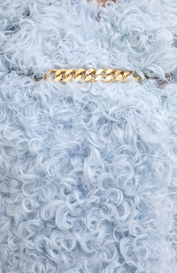 PALE BLUE Veste en shearling avec chaîne