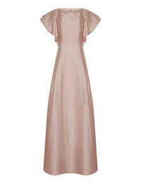 Robe mi-longue A.Ferretti épaules volantés - Rose